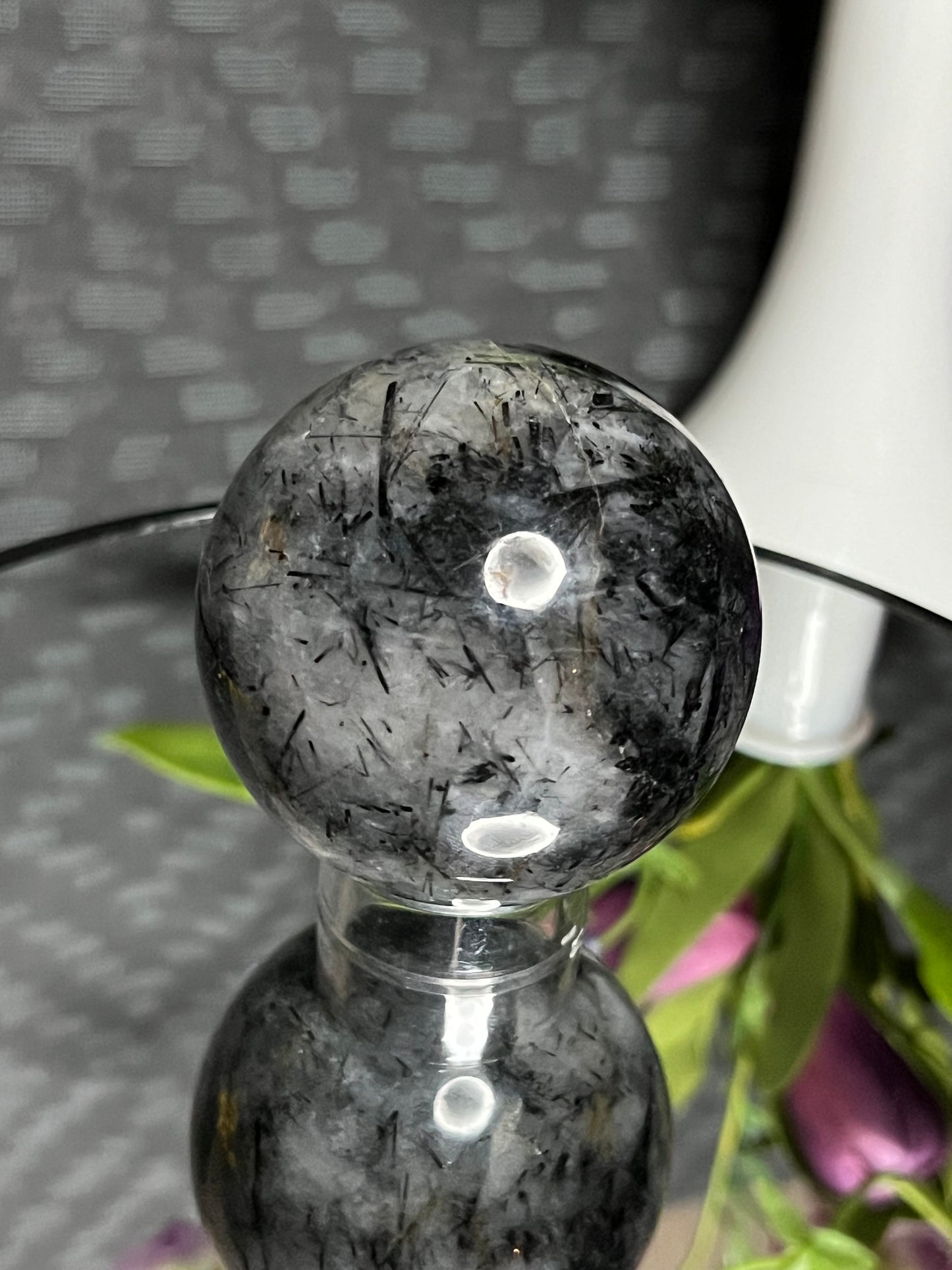 Tourmalinated Quartz L Sphere
