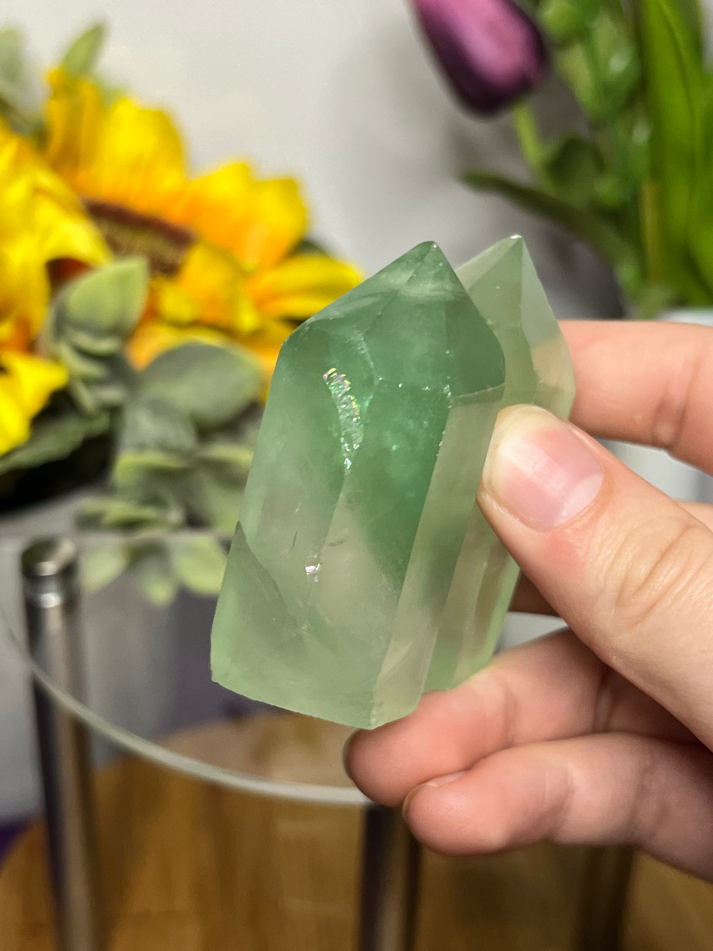 Green Fluorite S Twin Tower