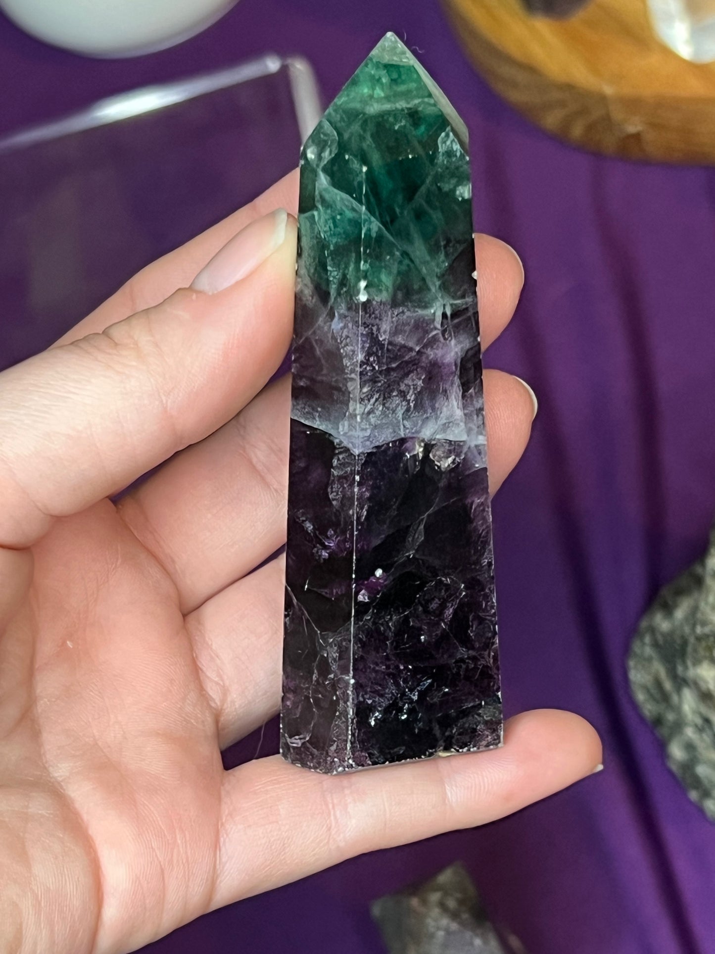 Purple Green Fluorite S Tower