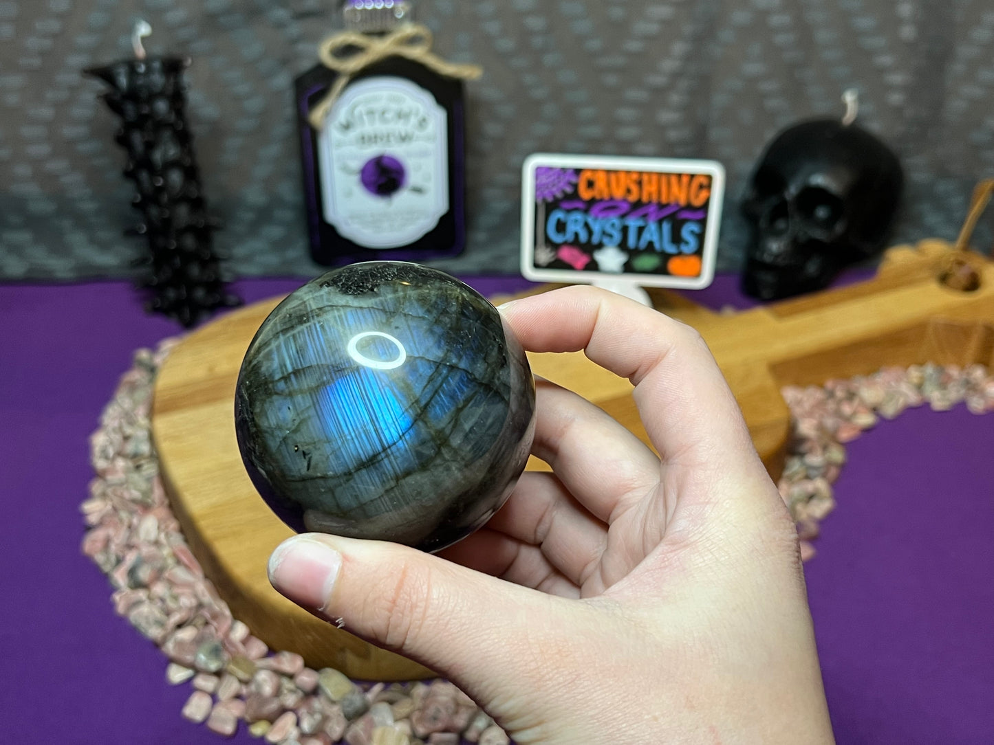 Labradorite Sphere with Blue Flash