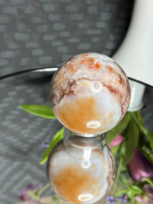Carnelian Flower Agate M Sphere