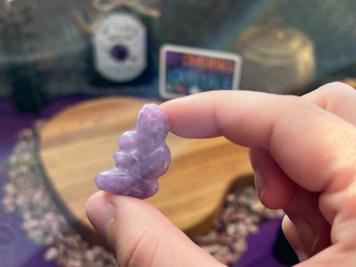 Lepidolite Pixie Carving