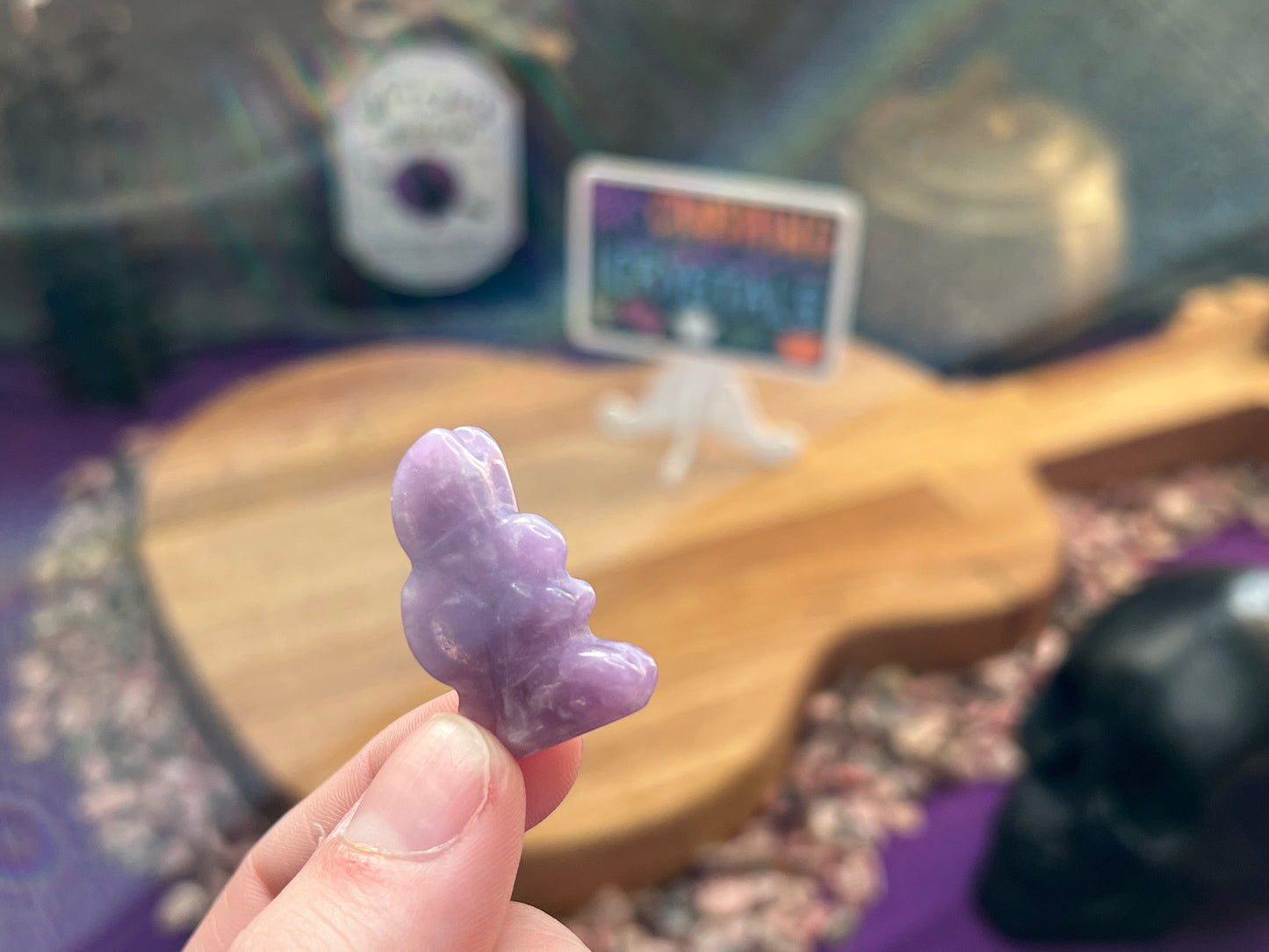 Lepidolite Pixie Carving